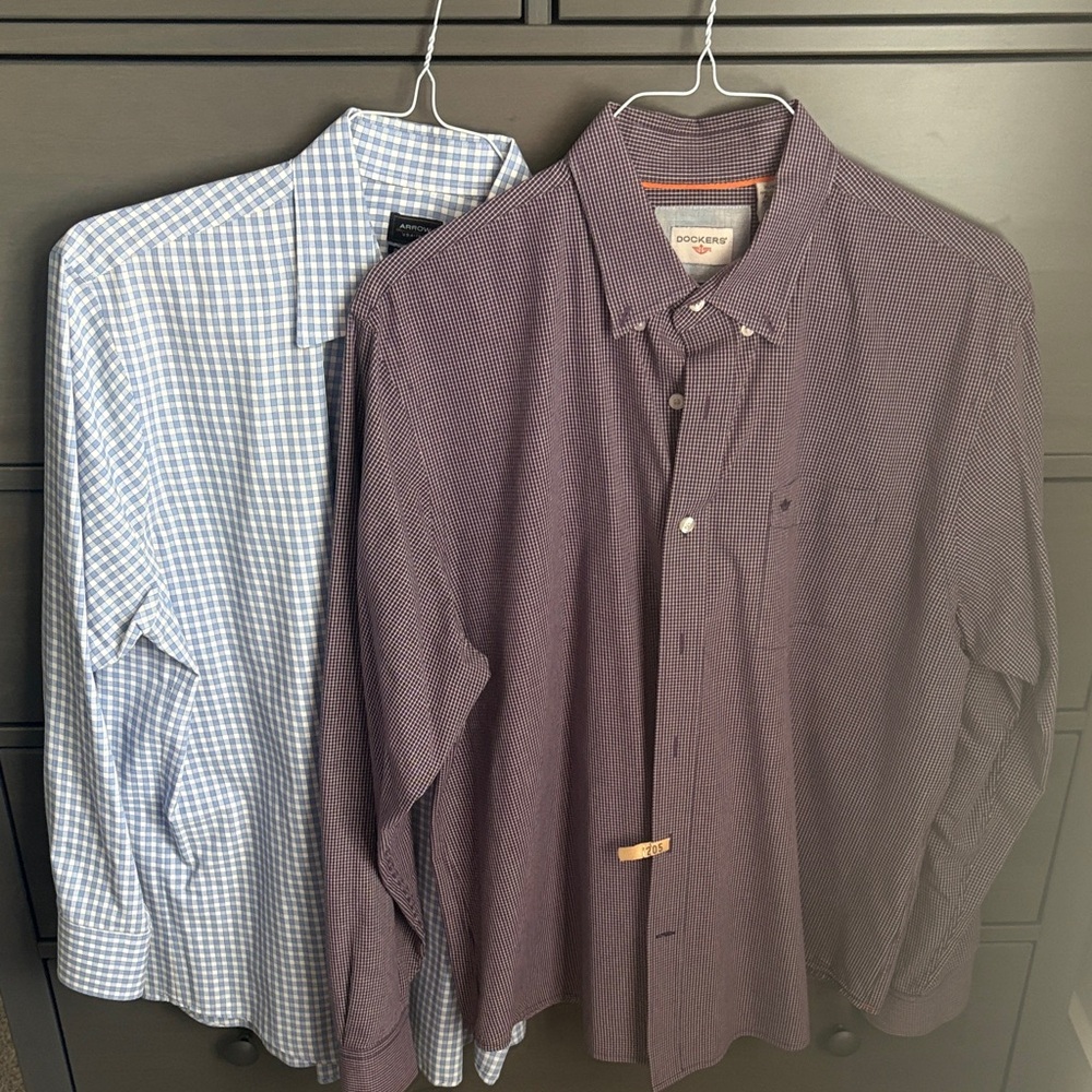 Dockers and Arrow Men's Button-Down Shirt Purple & Light Blue Gingham